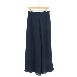 NWT St. John Evening Chiffon Silk Layered Wide Leg Navy Dress Pants 10